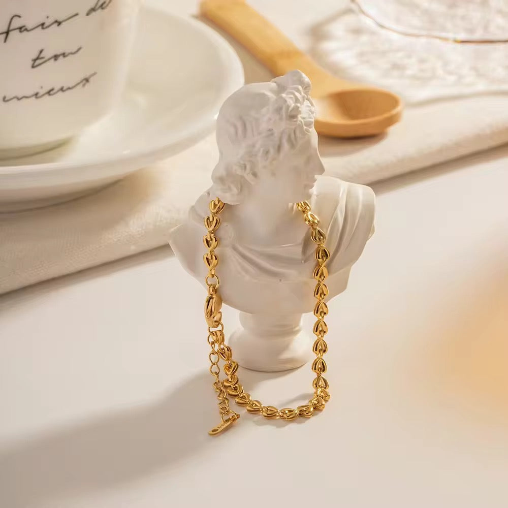 Gold Plated Heart Link Bracelet