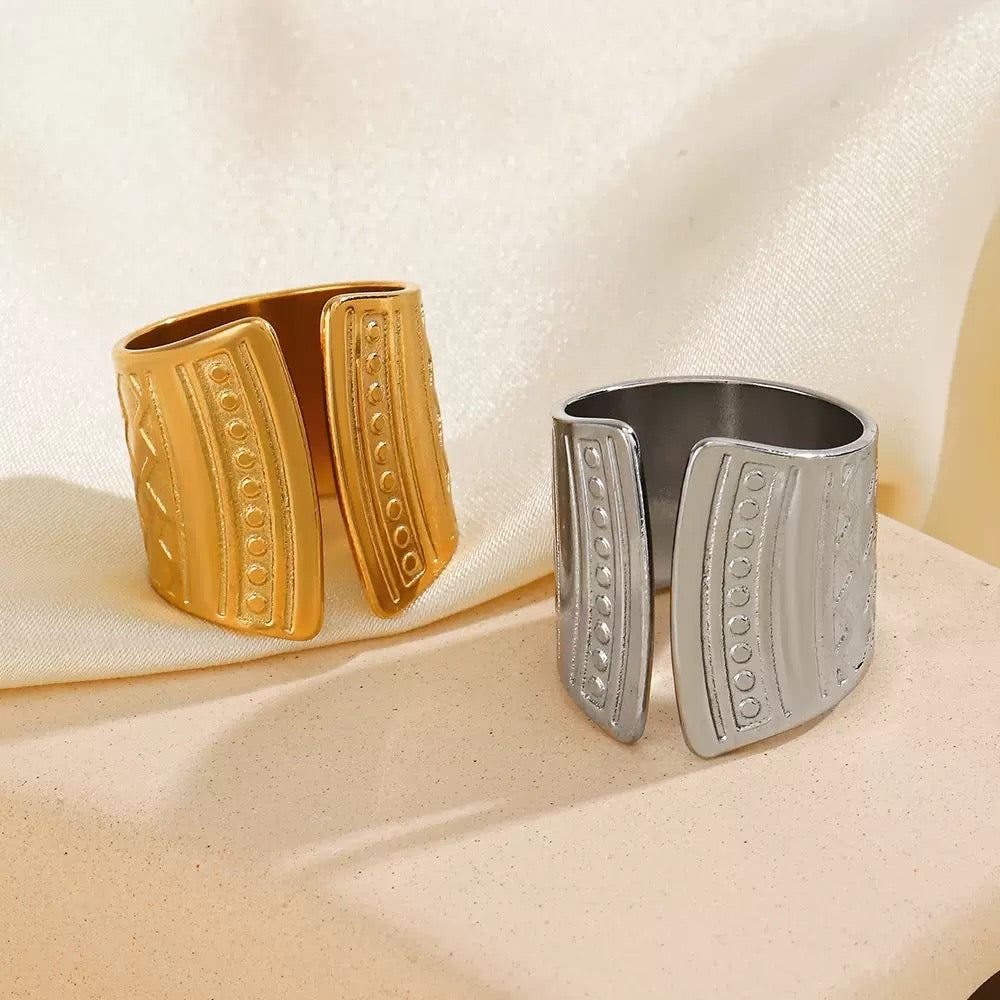 Gold Plated Geometric Adjustable Ring