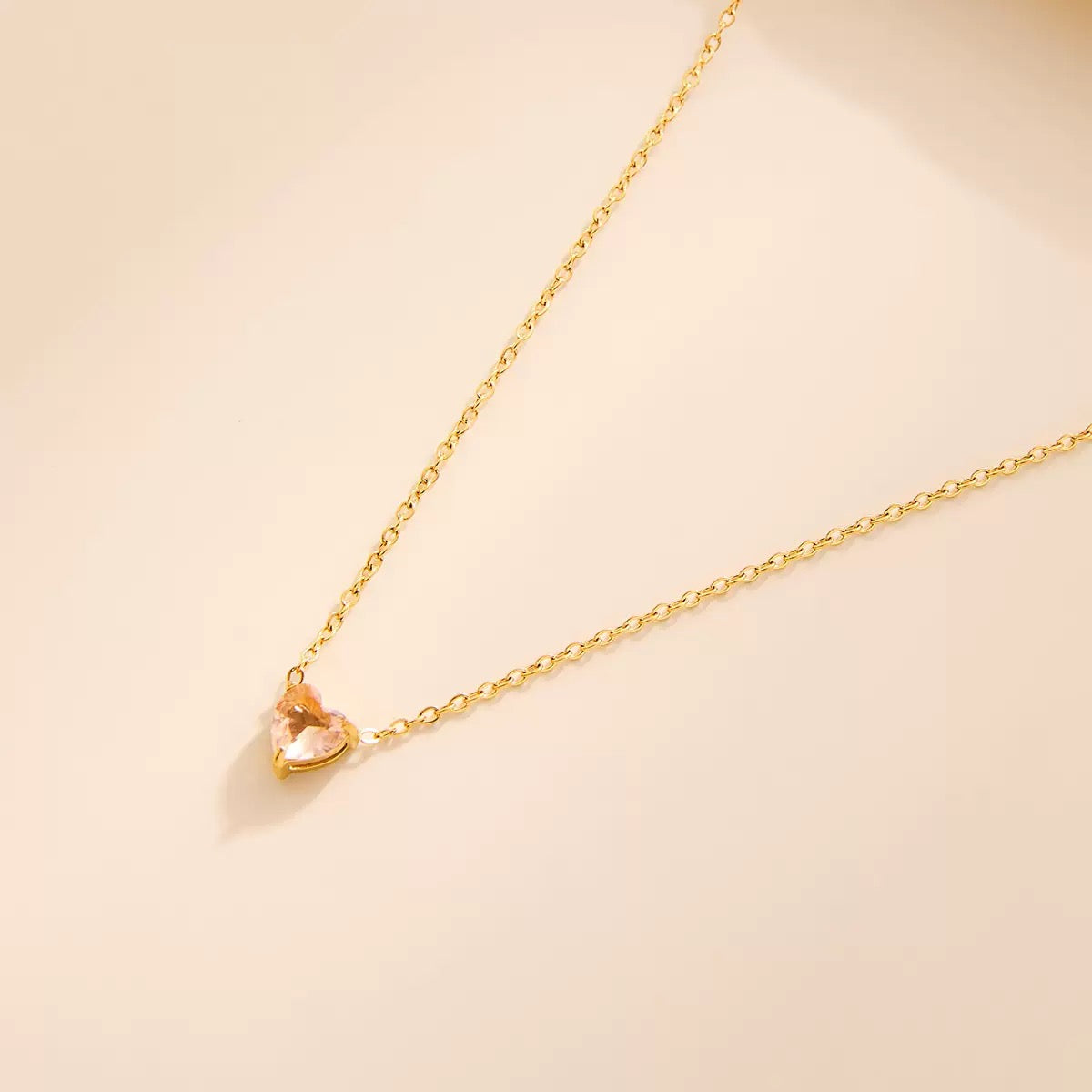 Heart Birthstone Dainty Pendant Necklace