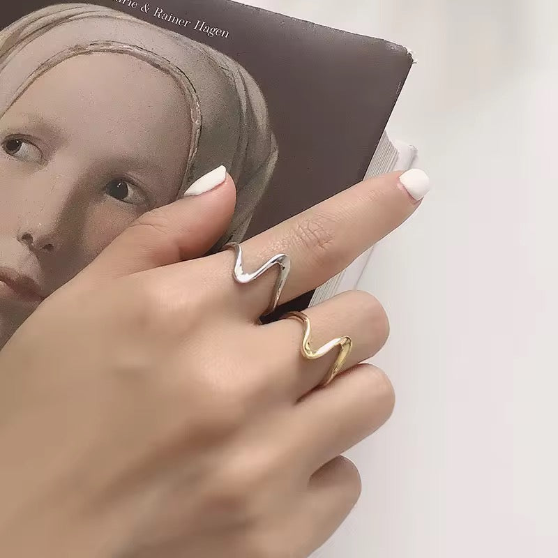 Modern Abstract Adjustable Gold Plated Ring