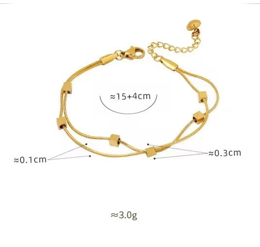 Double Layered Cubes Studded Bracelet