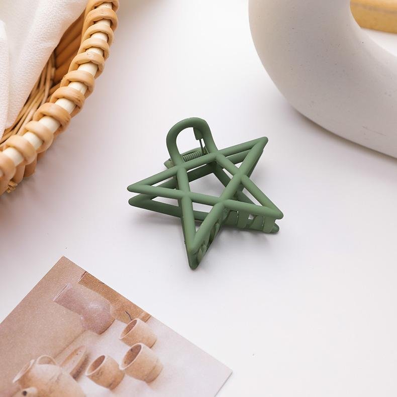 French Large Five-Pointed Star Hair Clip Catcher - Green