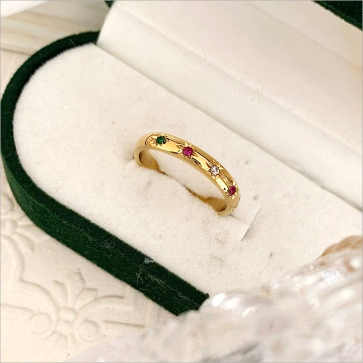 Colorful Gemstone Gold Plated Band Ring