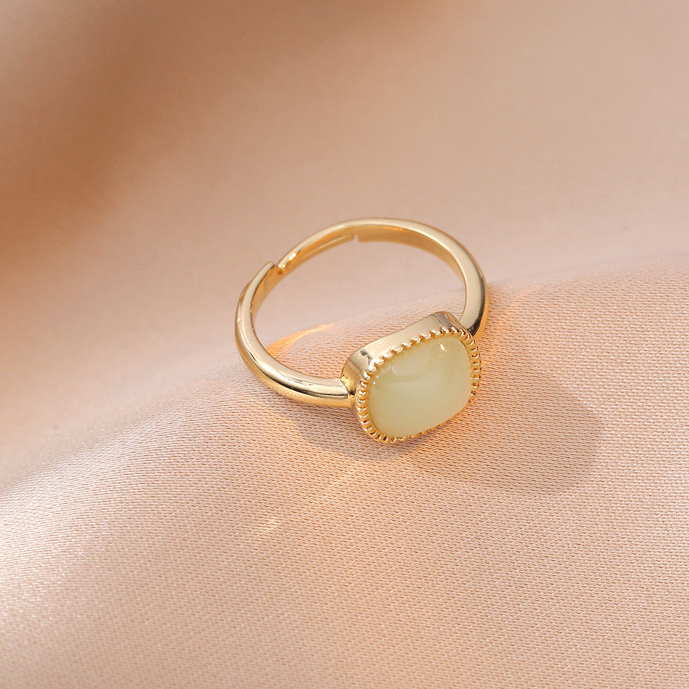 Classic Gold Plated Adjustable Ring With Stone