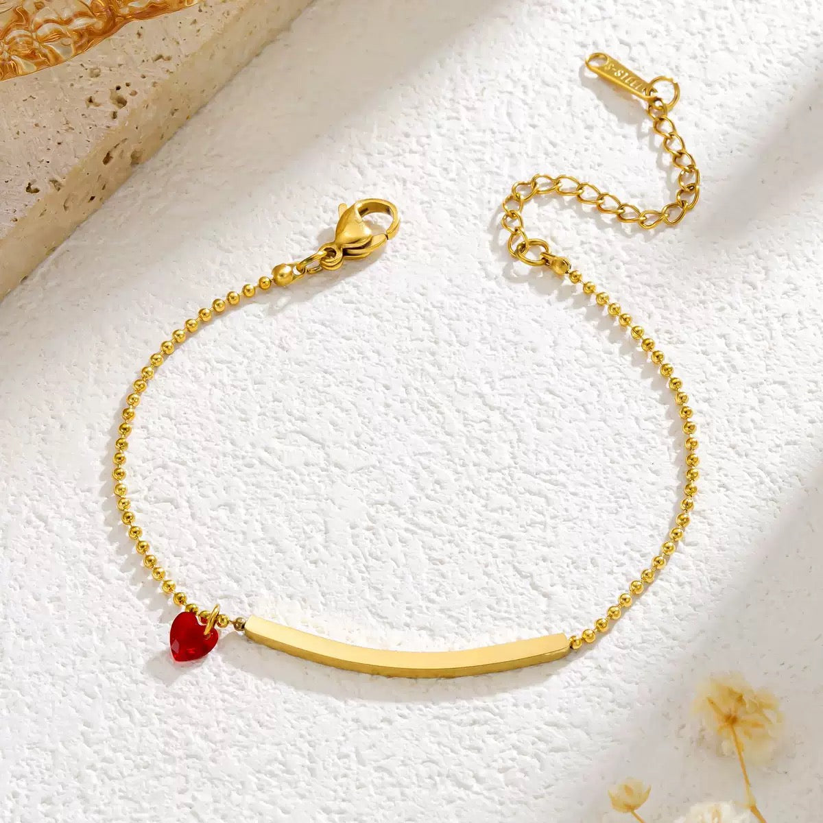 Red Heart Gold Anklet