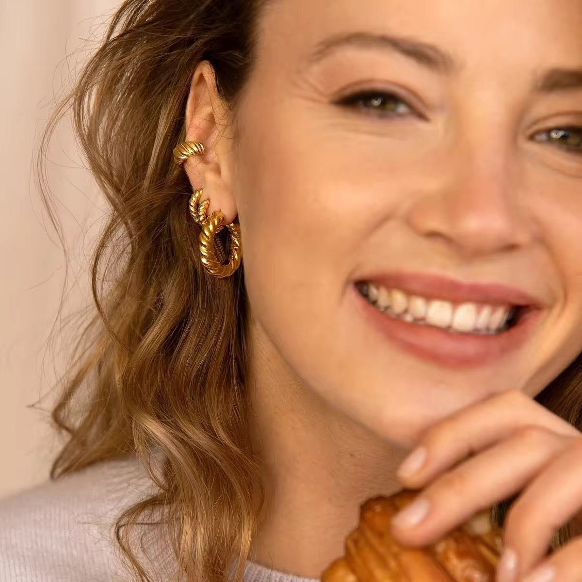 Gold Plated Chain Link Hoop Earrings