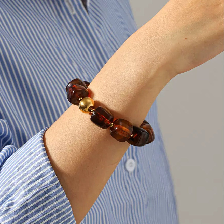 Ruby Resin Statement Bead Bracelet