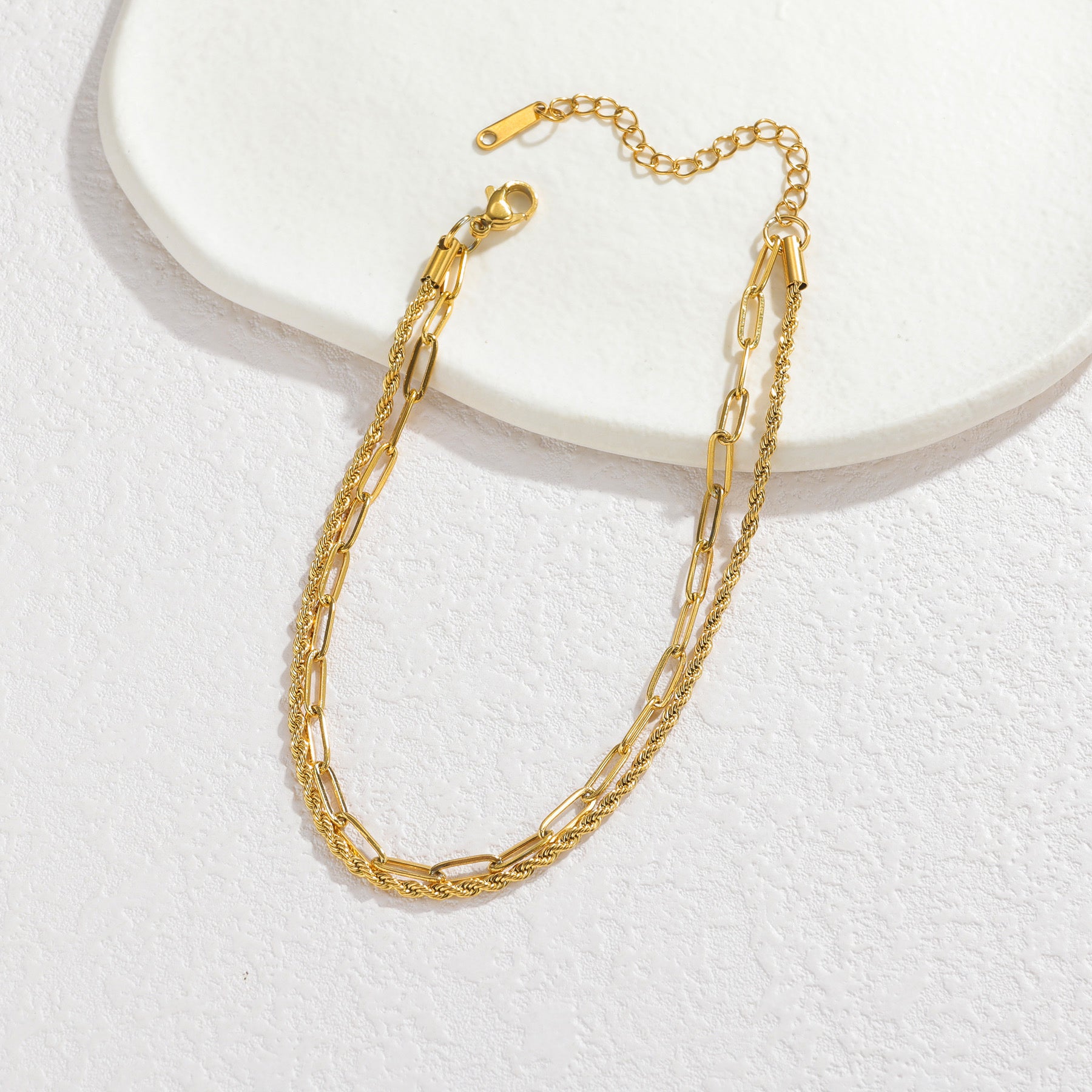 Gold Plated Double Layer Chain Anklet