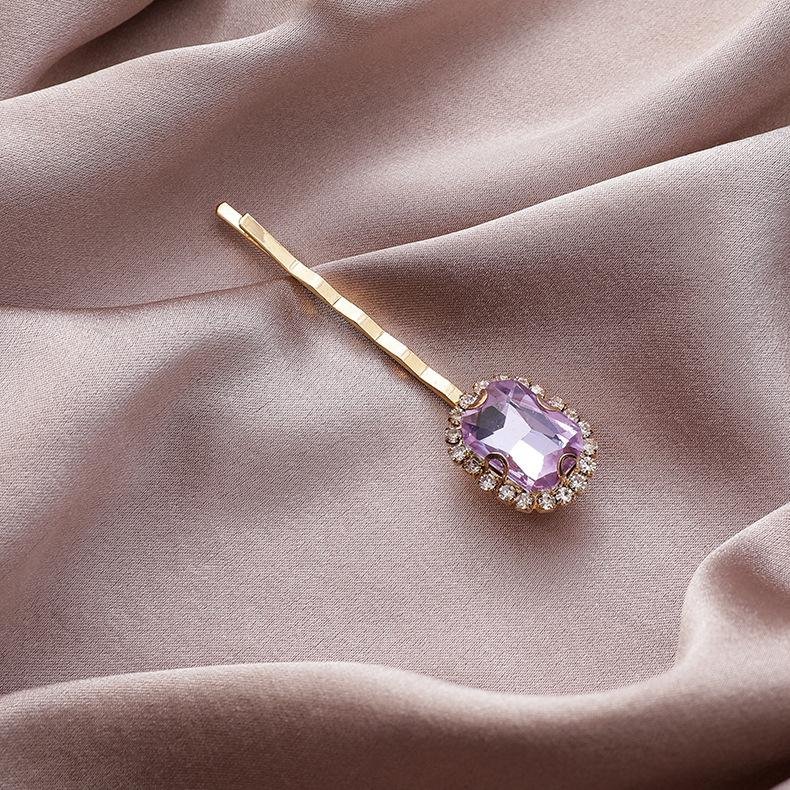 Retro Star Purple Rhinestone & Studded Diamond Hairpin