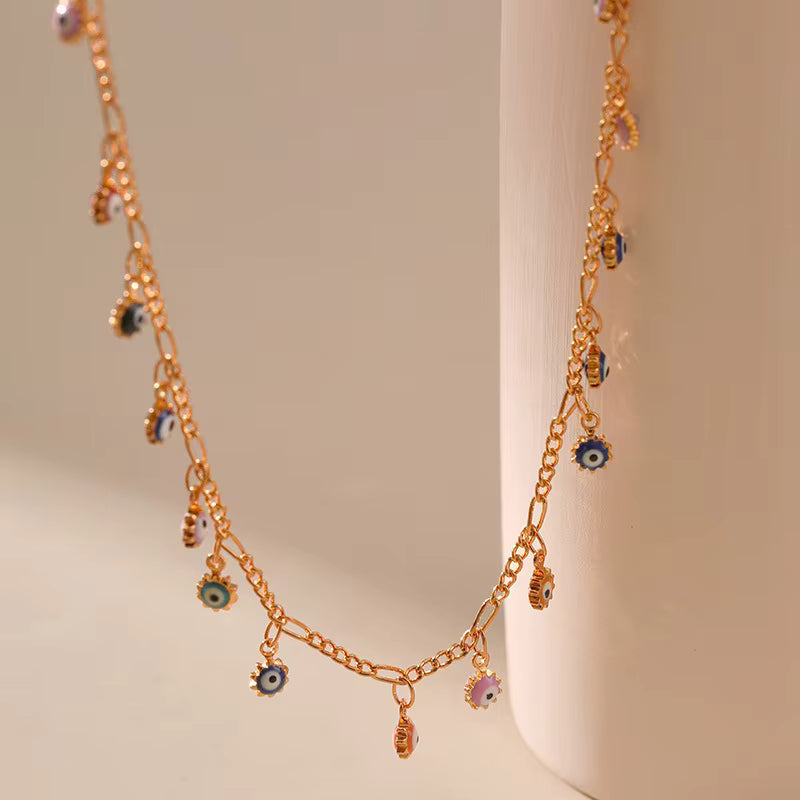 Rainbow Evil Eye Charm Anklet