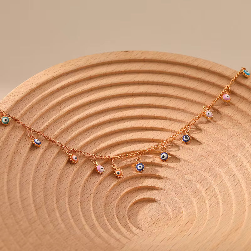 Rainbow Evil Eye Charm Anklet