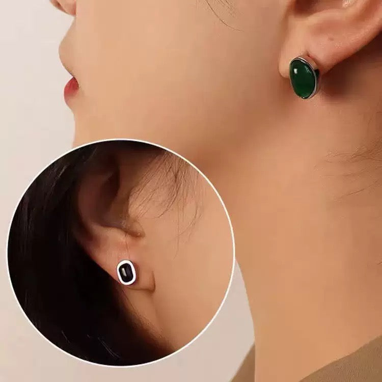 Emerald Drops Gold Plated Stud Earrings