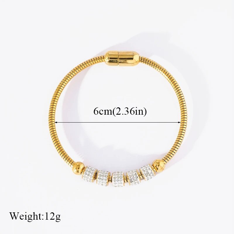 Thick Crystal Studded Bangle Shaped Bracelet