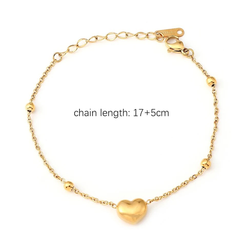 Minimal Heart Shaped Gold Plated Bracelet / Anklet