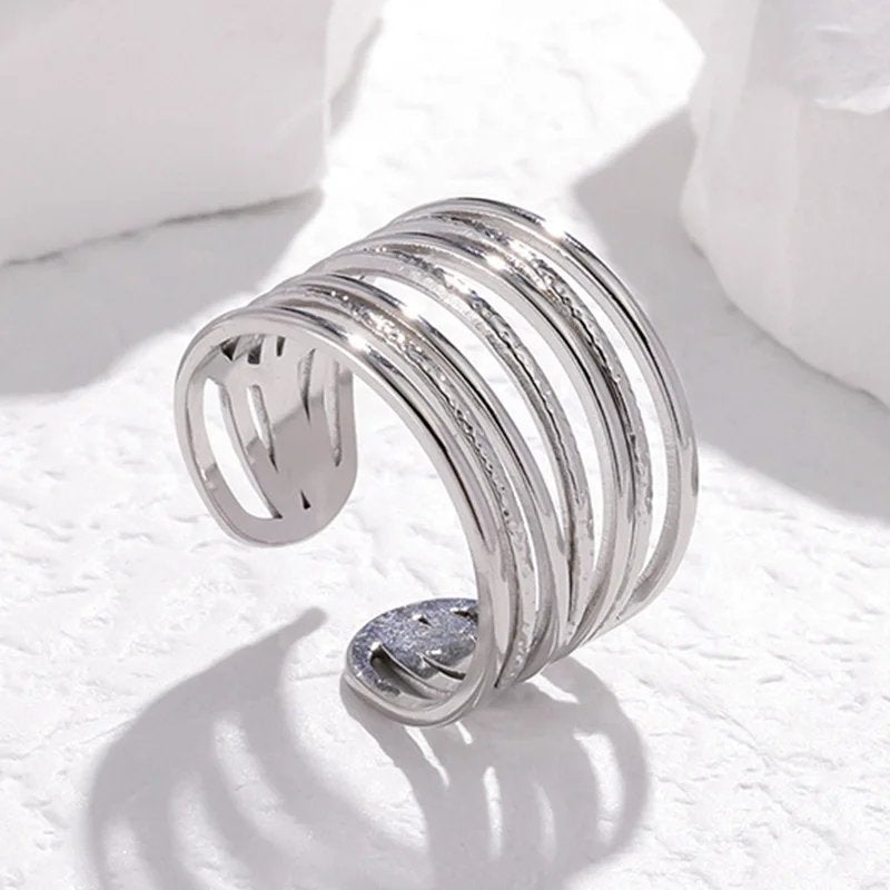 Titanium Steel Multi Layered Adjustable Ring