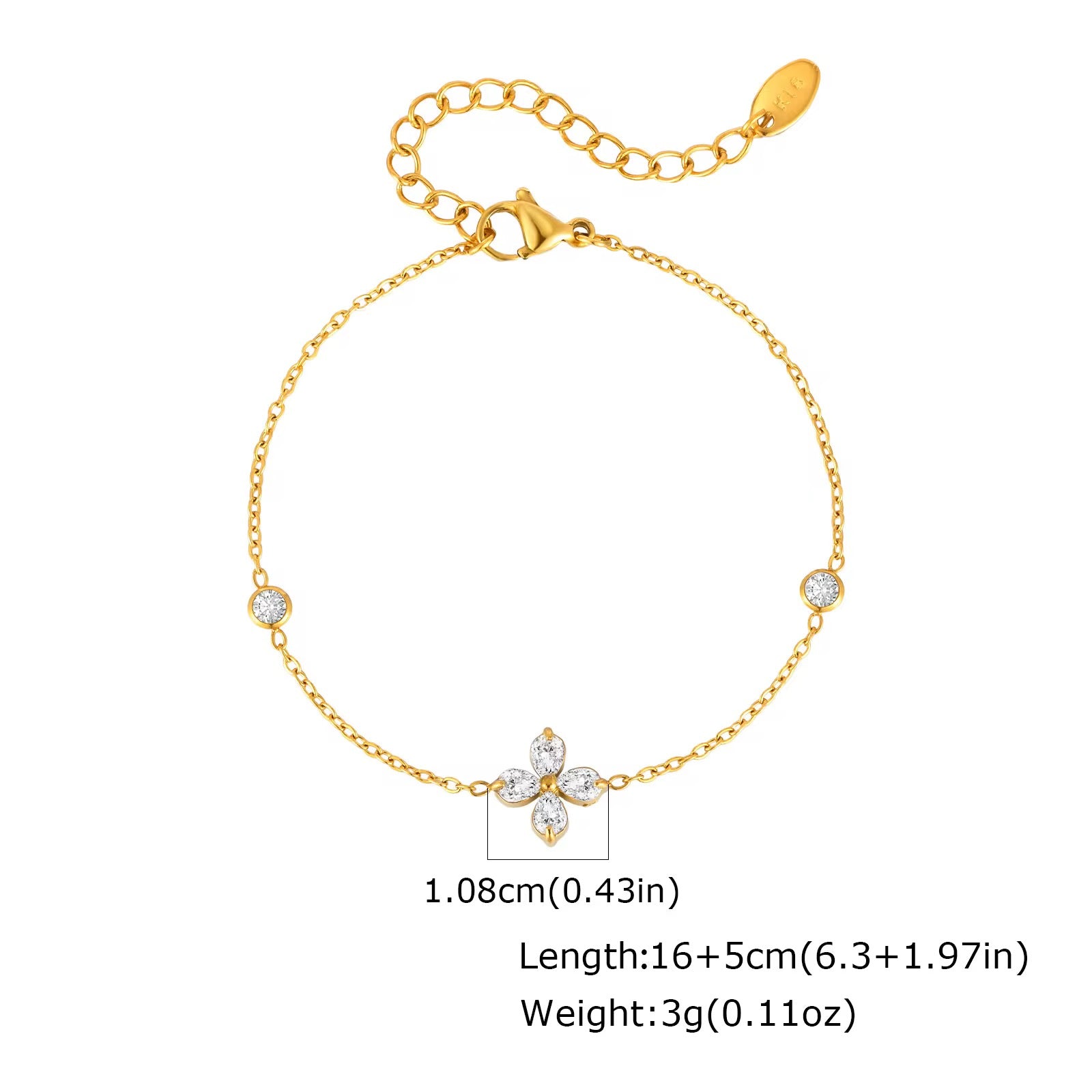 Crystal Blossom Dainty Chain Bracelet