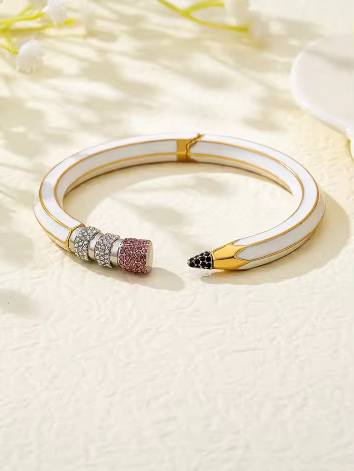 Gold Plated Pencil Open Bangle