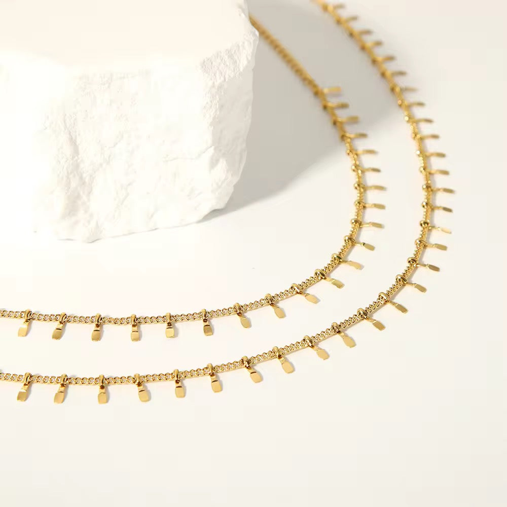 18K Gold Plated Mini Bar Fringe Necklace