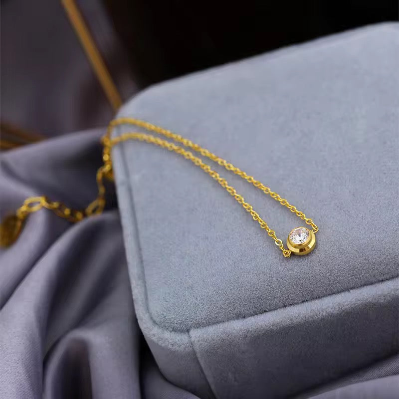 Gold Plated Minimal Elegant Crystal Studded Bracelet