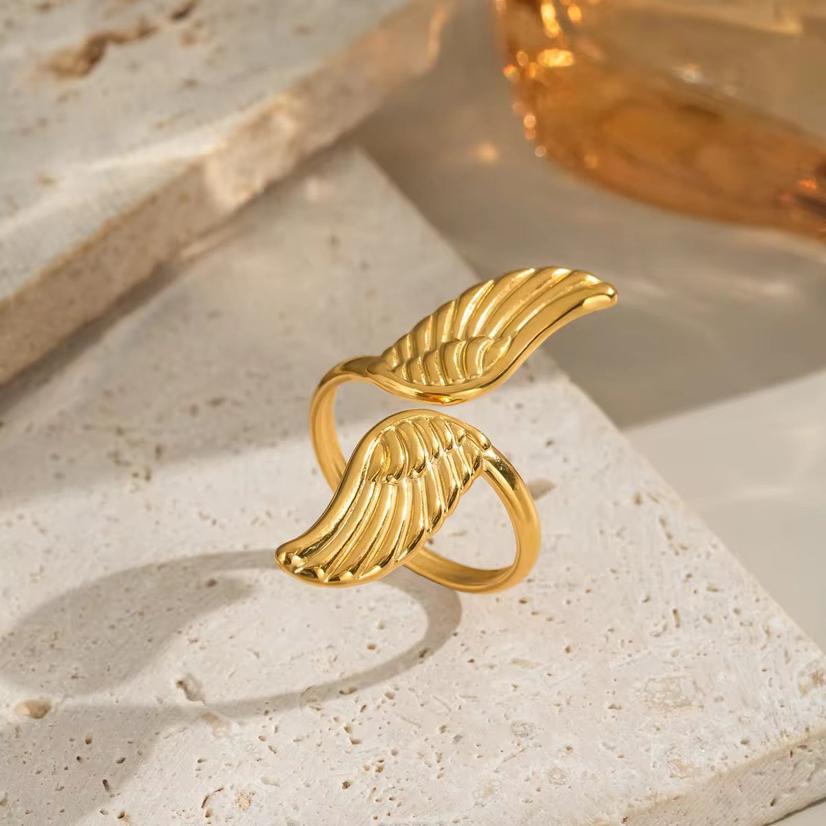 Gold Plated Winged Adjustable Ring