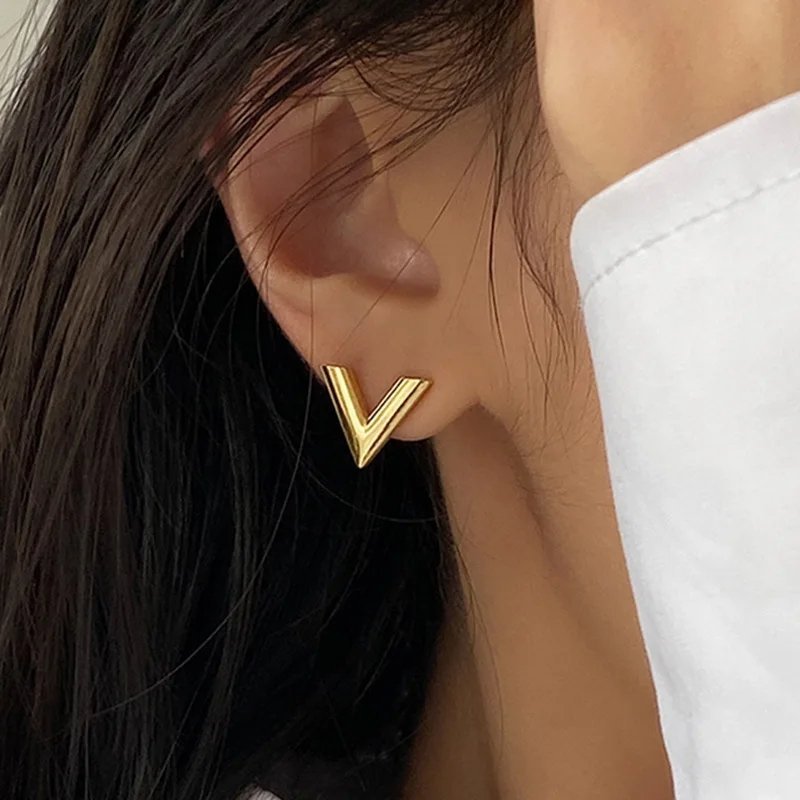 V-Shaped Gold Plated Earrings