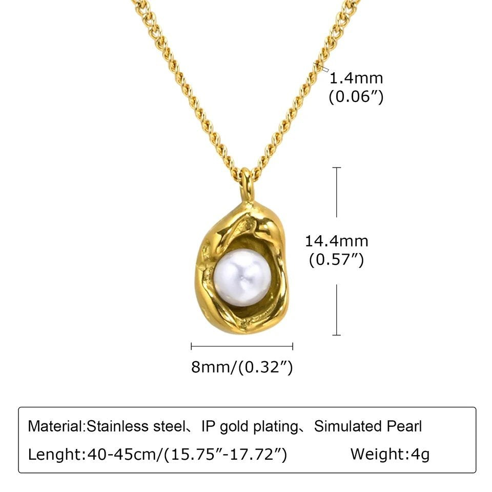 Pearl Studded Fancy Chained Gold Plated Necklace