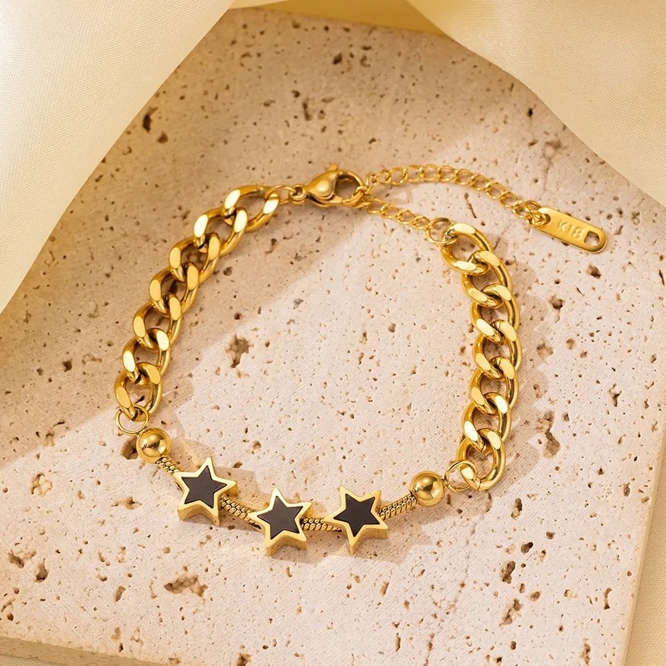 Thick Chained Cube Shaped Multi-Charm Waterproof Bracelet