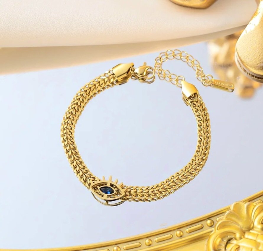 Vintage Eye Shaped Gold Plated Bracelet