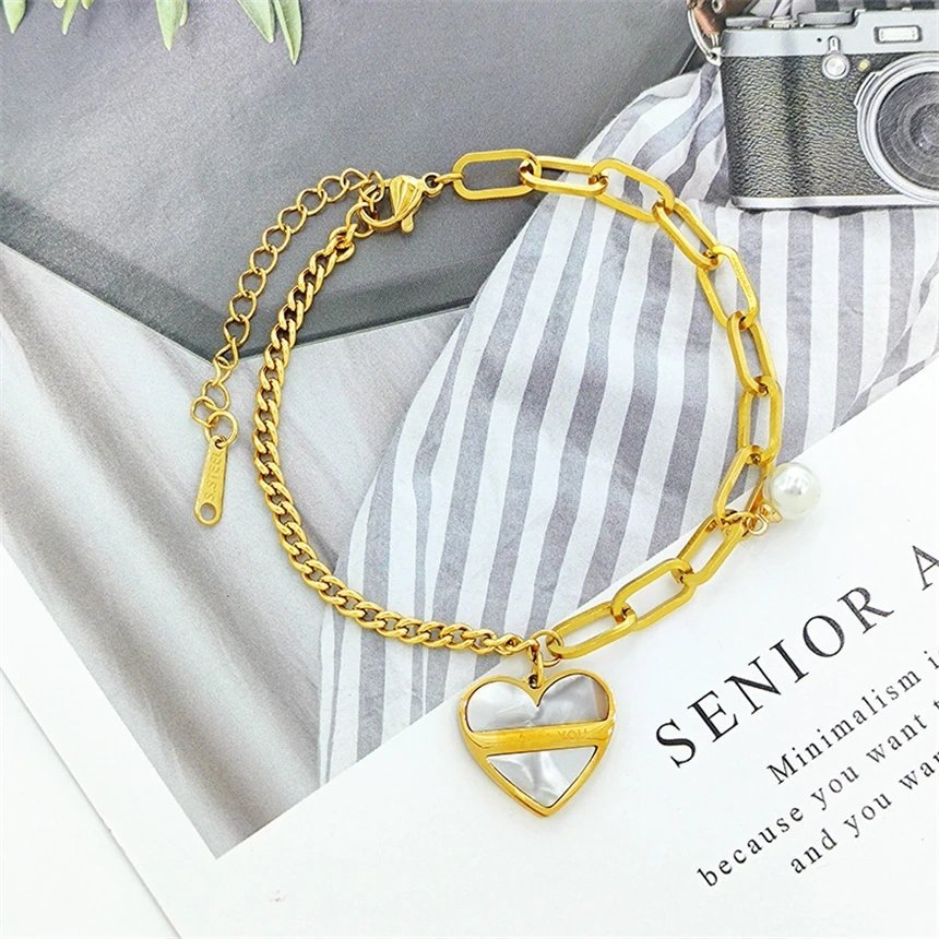 White Heart Stainless Steel Bracelet