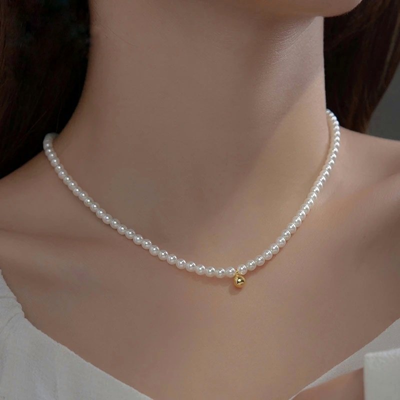 Gold Plated Minimal Pearl Necklace