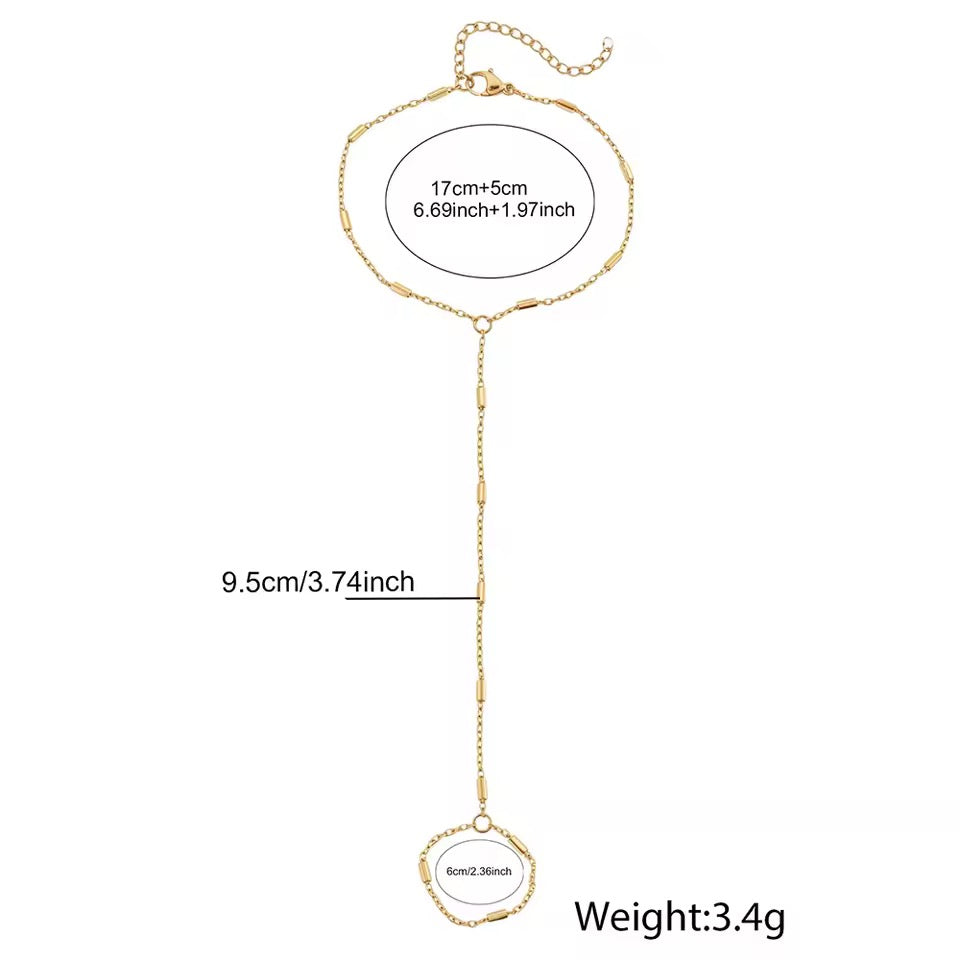 Dainty Bar Link Hand Chain Bracelet