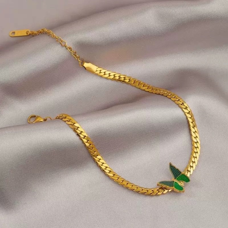 Green Butterfly Chain Anklet