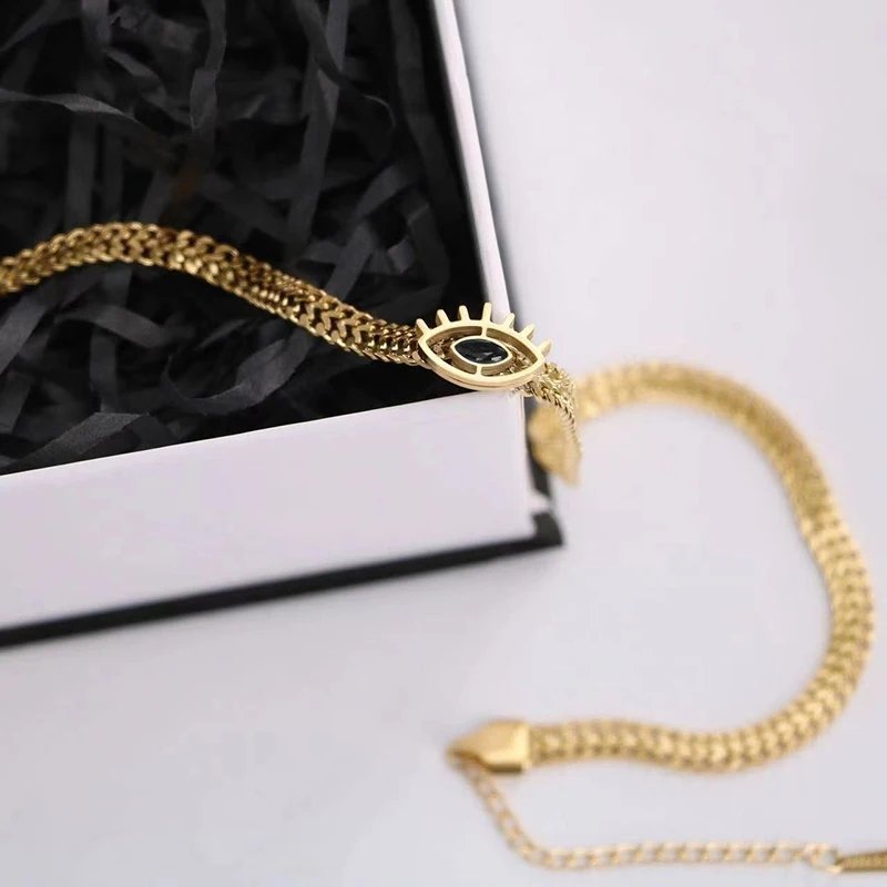 Vintage Eye Shaped Gold Plated Necklace