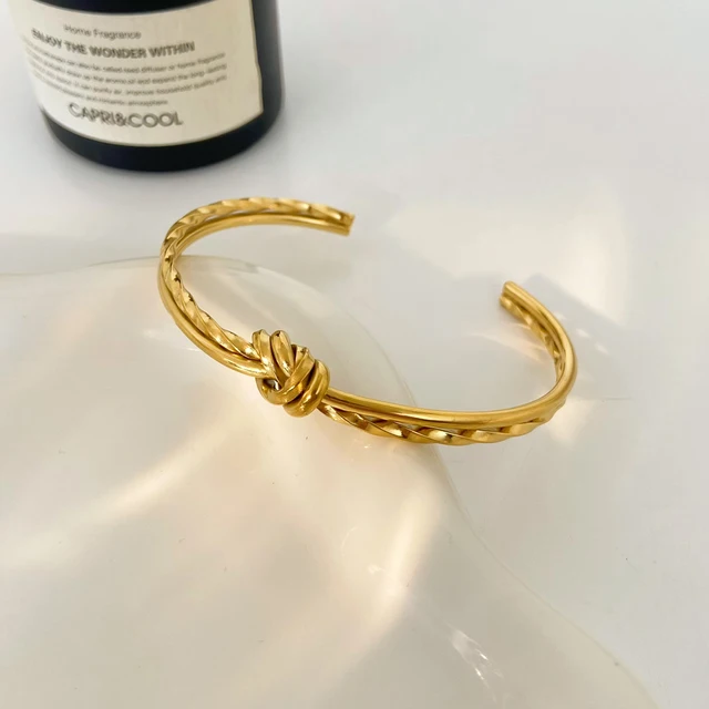 Twisted Knot Gold Plated Cuff Bangle