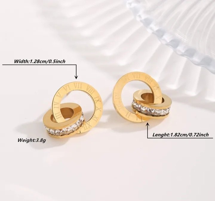 Minimal Tangled Rings Gold Plated Earrings