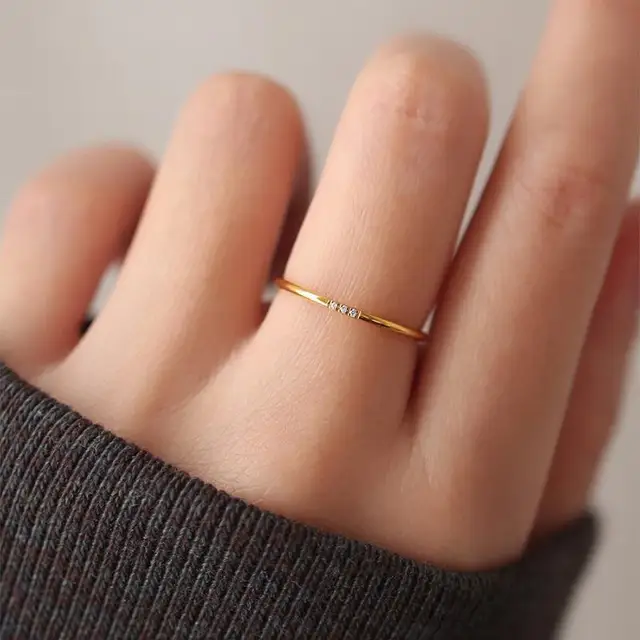 Thin Crystal Studded Waterproof Ring