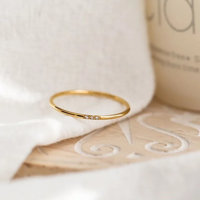 Thin Crystal Studded Waterproof Ring