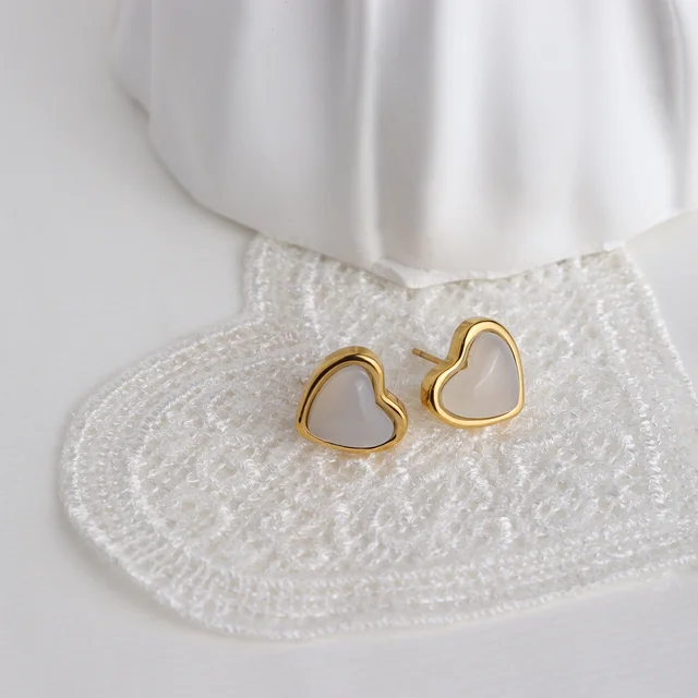 Gold Plated Minimal Heart Shaped Stud Earrings