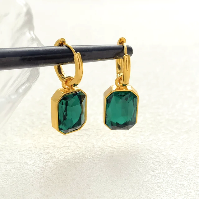 Waterproof Green Stoned Beautiful Earrings
