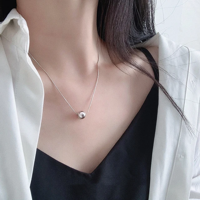 Minimal SIlver Plated Bead Necklace