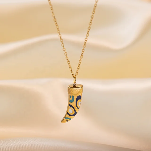 Gold Plated Retro Lion Tooth Necklace