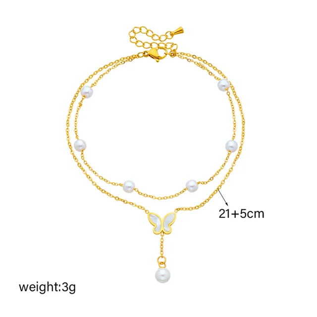 Cute Butterfly Charm Gold Plated Bracelet / Anklet