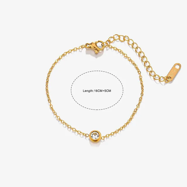 Gold Plated Minimal Elegant Crystal Studded Bracelet