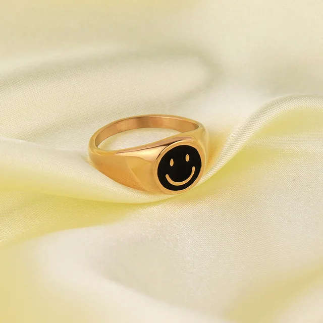 Feeling Lucky Gold Plated Happy Face Ring