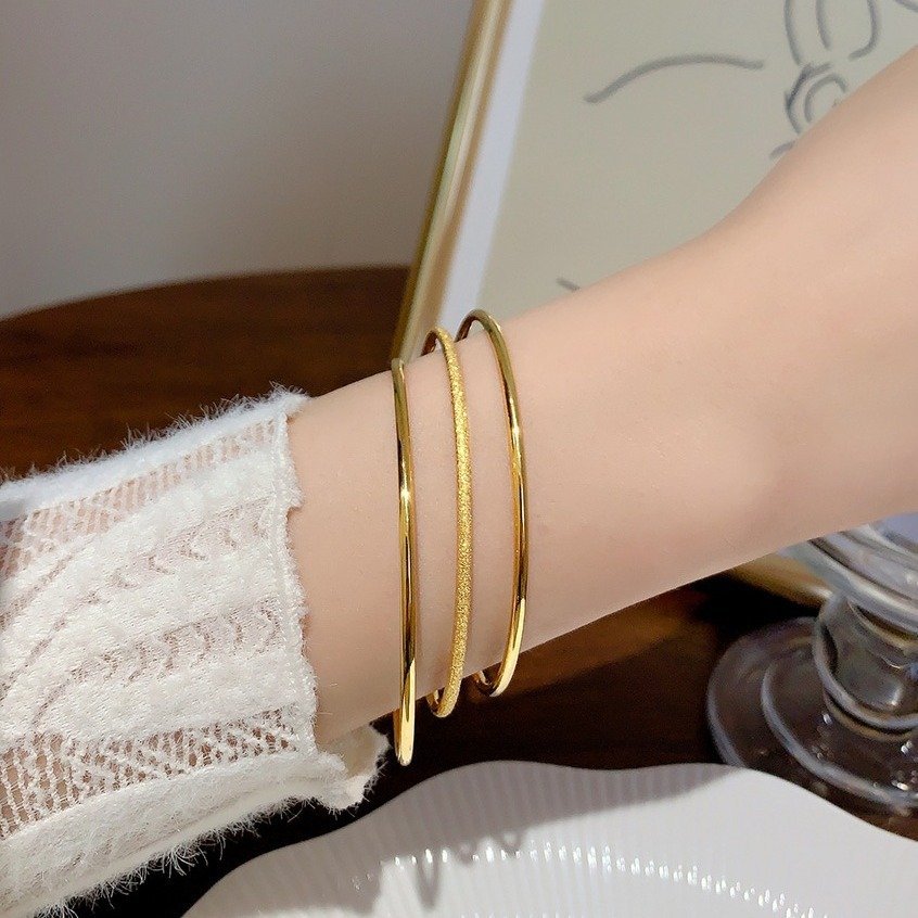 Set Of 3 Gold Plated Glitter Bangles