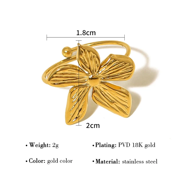 Gold Plated Elegant Flower Adjustable Ring