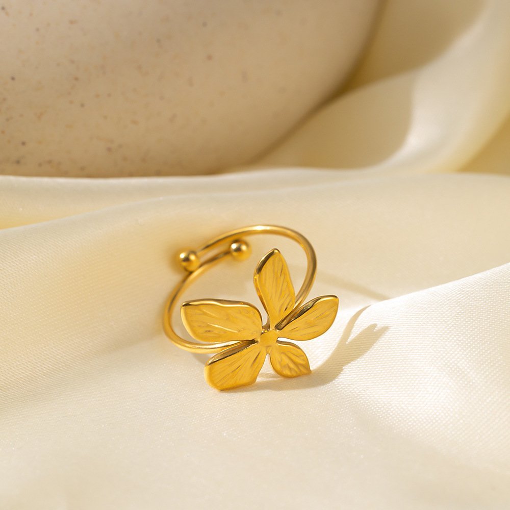 Gold Plated Elegant Flower Adjustable Ring