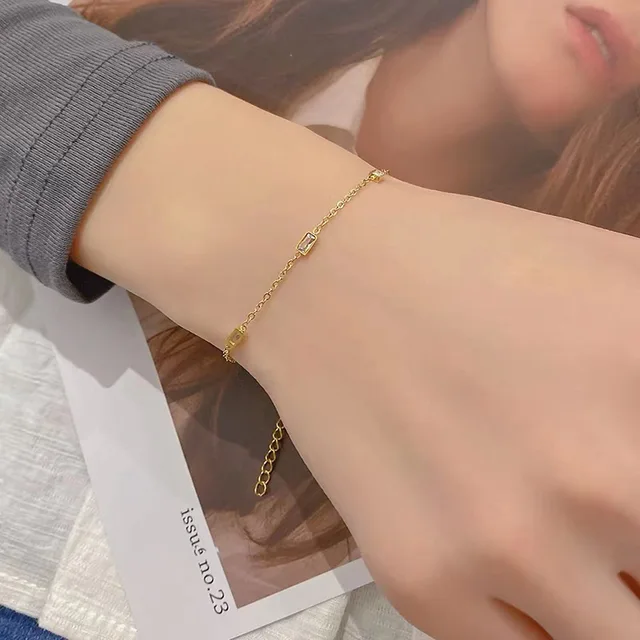 Dainty Crystal Studded Gold Plated Bracelet