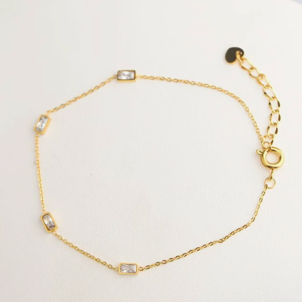 Dainty Crystal Studded Gold Plated Bracelet