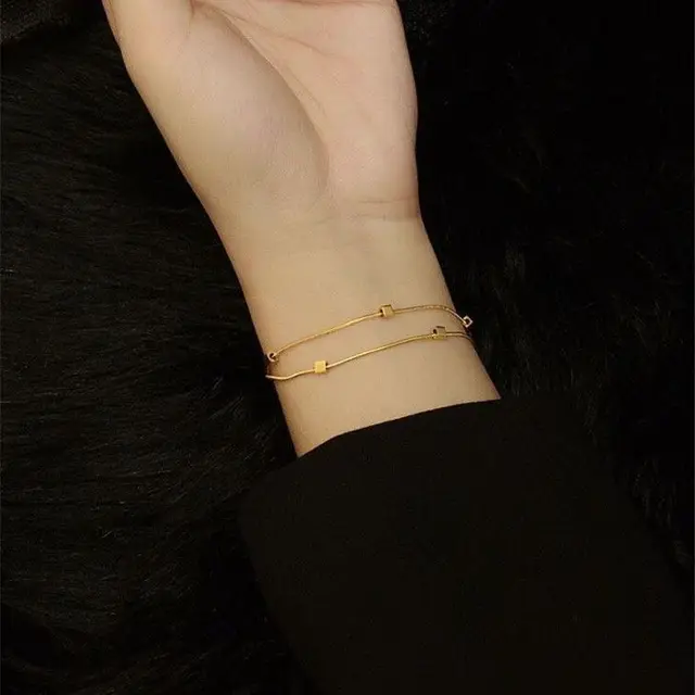 Multi Layered Cubic Gold Plated Bracelet
